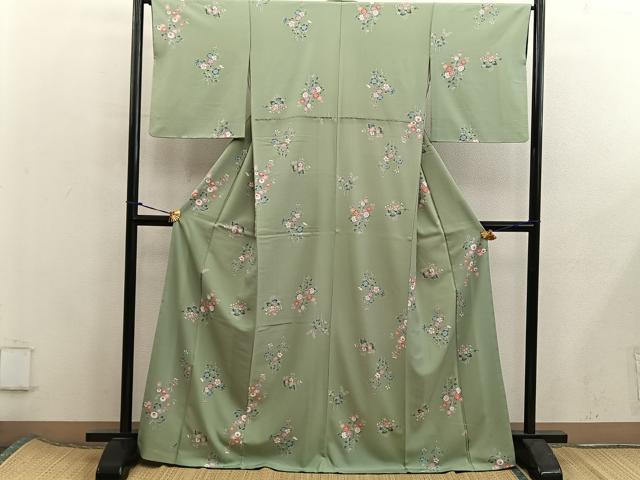 平和屋着物■上質な小紋　友禅　菊花文　正絹　逸品　BAAX5838mz