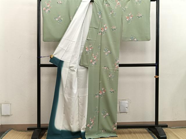 平和屋着物■上質な小紋　友禅　菊花文　正絹　逸品　BAAX5838mz