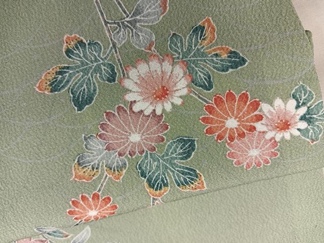 平和屋着物■上質な小紋　友禅　菊花文　正絹　逸品　BAAX5838mz