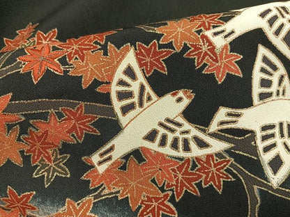 平和屋着物■豪華黒留袖　駒刺繍　花鳥文　暈し染め　金彩　正絹　逸品　BAAX5839mz