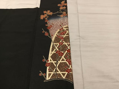 平和屋着物■豪華黒留袖　駒刺繍　花鳥文　暈し染め　金彩　正絹　逸品　BAAX5839mz
