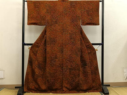 平和屋着物■上質な小紋　菊花文　鬼しぼ縮緬　正絹　逸品　未使用　BAAX5840mz