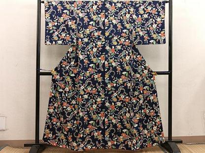平和屋着物■上質な小紋　梅花文　正絹　逸品　BAAX5841mz
