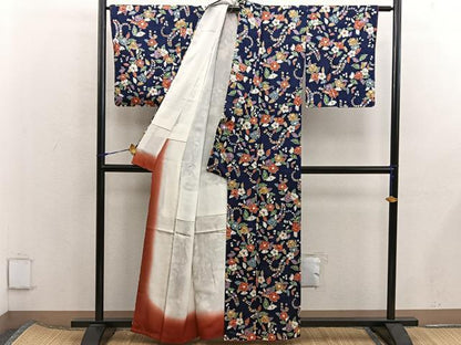平和屋着物■上質な小紋　梅花文　正絹　逸品　BAAX5841mz