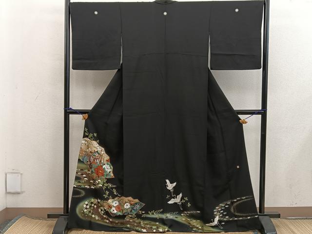 平和屋着物■豪華黒留袖　作家物　御所車花文　金銀彩　正絹　逸品　BAAX5843mz