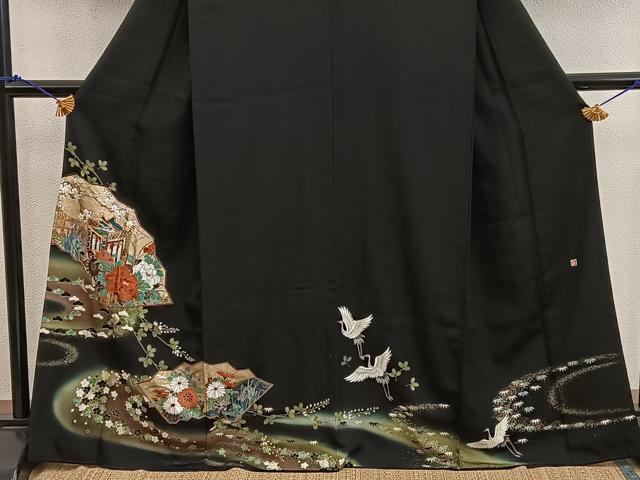 平和屋着物■豪華黒留袖　作家物　御所車花文　金銀彩　正絹　逸品　BAAX5843mz