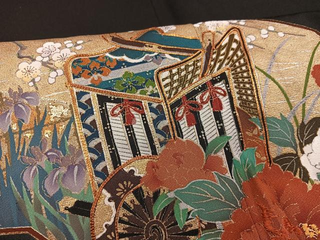 平和屋着物■豪華黒留袖　作家物　御所車花文　金銀彩　正絹　逸品　BAAX5843mz