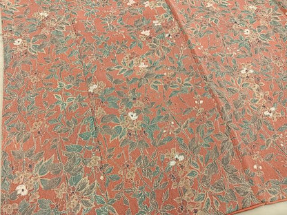 平和屋着物■上質な小紋　草花文　鬼しぼ縮緬　正絹　逸品　BAAX5844mz