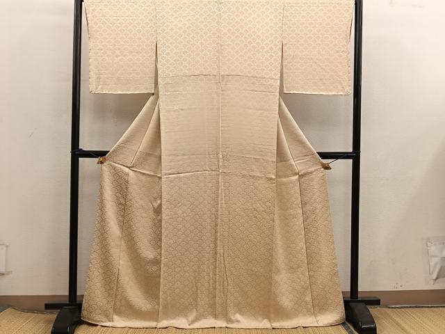 平和屋着物■上質な色無地　青海波地紋　飴色　正絹　逸品　BAAX5847mz