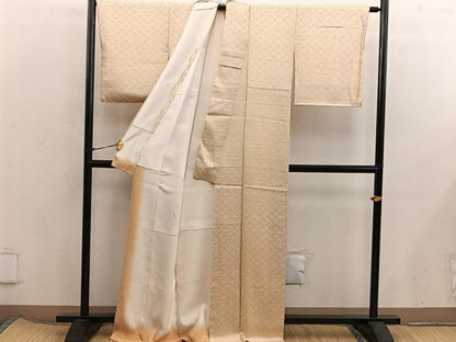 平和屋着物■上質な色無地　青海波地紋　飴色　正絹　逸品　BAAX5847mz