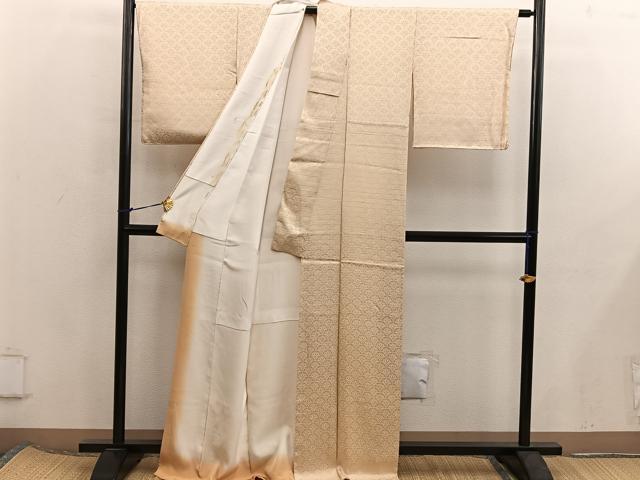 平和屋着物■上質な色無地　青海波地紋　飴色　正絹　逸品　BAAX5847mz