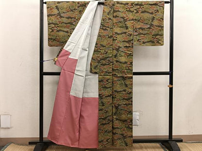 平和屋着物■上質な紬　風景文　正絹　逸品　BAAX5849mz