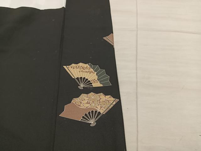 平和屋着物■豪華黒留袖　鳳凰扇面花文　金彩　正絹　逸品　BAAX5851mz