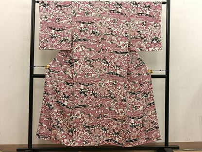 平和屋着物■上質な小紋　型染め　梅花文　正絹　逸品　BAAX5853mz