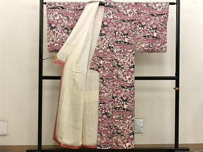 平和屋着物■上質な小紋　型染め　梅花文　正絹　逸品　BAAX5853mz