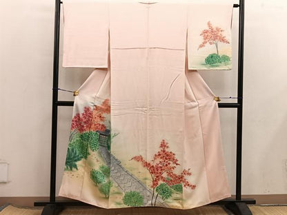 平和屋着物■訪問着　手描き　風景文　暈し染め　正絹　逸品　BAAX5854mz