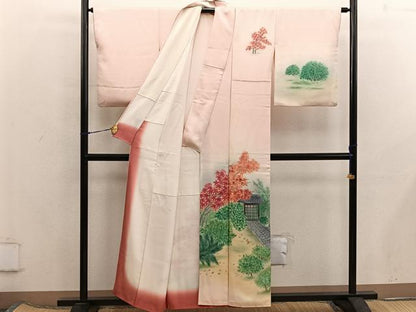 平和屋着物■訪問着　手描き　風景文　暈し染め　正絹　逸品　BAAX5854mz