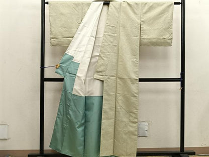 平和屋着物■上質な紬　幾何学文様　正絹　逸品　BAAX5856mz