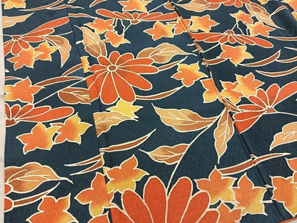 平和屋着物■上質な小紋　菊花文　ろうけつ染め　正絹　逸品　BAAX5857mz