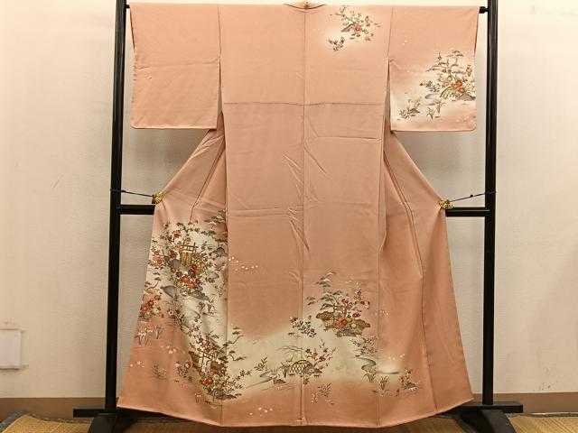 平和屋着物■訪問着　籬菊花文　暈し染め　金彩　正絹　逸品　BAAX5858mz