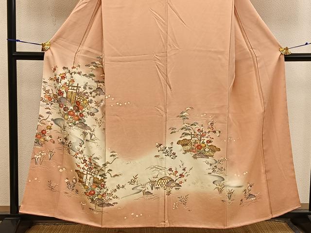 平和屋着物■訪問着　籬菊花文　暈し染め　金彩　正絹　逸品　BAAX5858mz