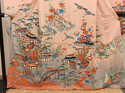 平和屋着物■豪華振袖　風景花文　金彩　正絹　逸品　BAAX5861mz