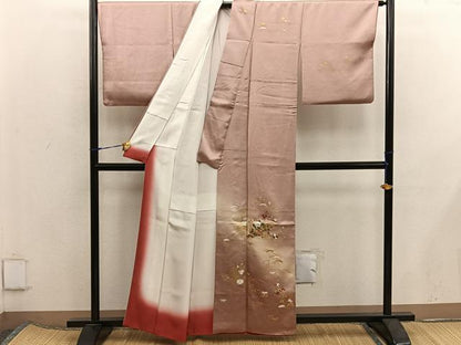 平和屋着物■訪問着　草花文　暈し染め　金彩　正絹　逸品　BAAX5862mz