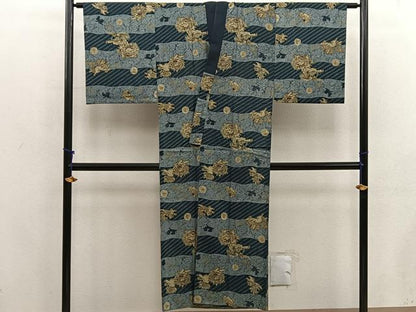 平和屋着物■男性　長襦袢　無双仕立て　唐獅子　ウール　BAAX5863mz
