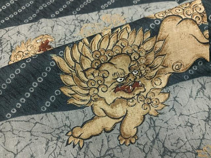 平和屋着物■男性　長襦袢　無双仕立て　唐獅子　ウール　BAAX5863mz