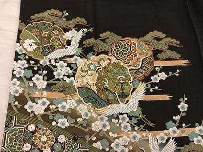 平和屋着物■豪華黒留袖　駒刺繍　雪輪飛鶴花文　暈し染め　金彩　正絹　逸品　BAAX5868mz