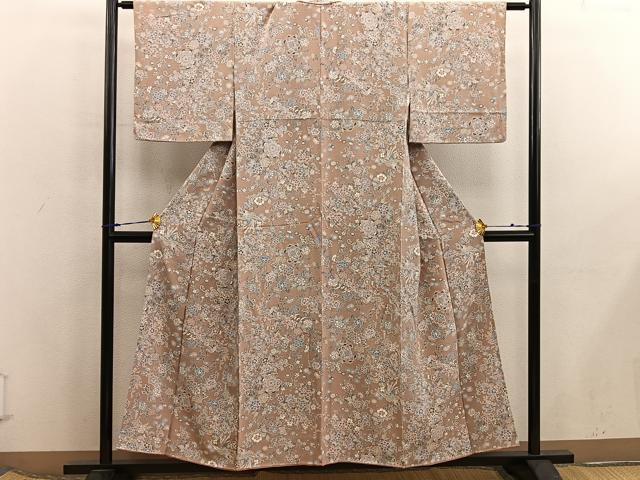 平和屋着物■上質な小紋　草花文　正絹　逸品　BAAX5870mz