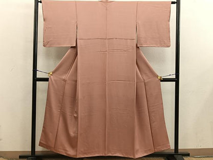 平和屋着物■上質な色無地　深支子色　正絹　逸品　BAAX5873mz