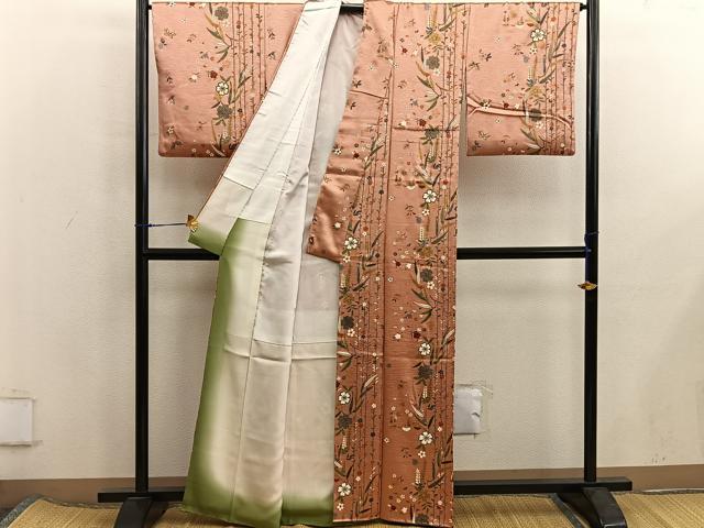 平和屋着物□上質な小紋 舞桜文 金彩 正絹 逸品 BAAX5874mz