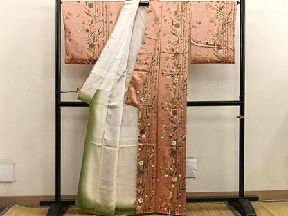 平和屋着物■上質な小紋　舞桜文　金彩　正絹　逸品　BAAX5874mz