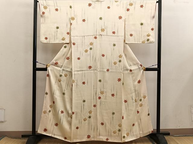 平和屋着物■上質な小紋　竹　楓　正絹　逸品　BAAX5875mz