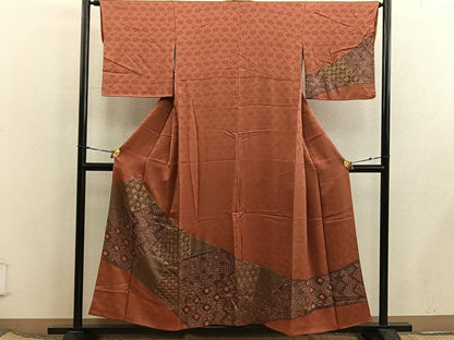 平和屋着物■訪問着　絞り　切嵌吉祥文　金彩　正絹　逸品　BAAX5879mz