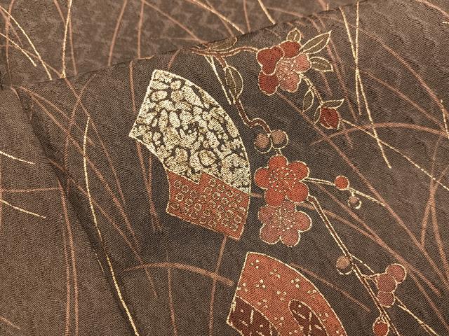 平和屋着物■上質な小紋　地紙梅花文　金彩　正絹　逸品　BAAX5882mz