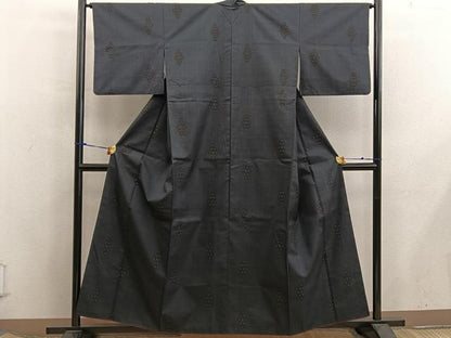 平和屋着物■本場大島紬　7マルキ　幾何学文様　正絹　逸品　BAAX5885mz