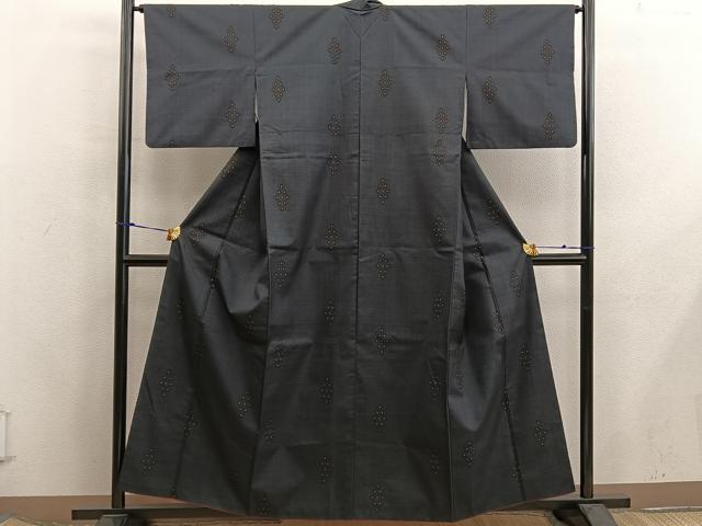 平和屋着物■本場大島紬　7マルキ　幾何学文様　正絹　逸品　BAAX5885mz