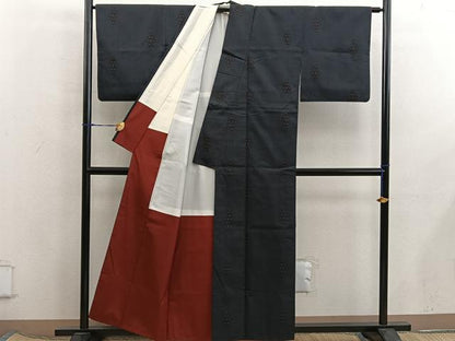 平和屋着物■本場大島紬　7マルキ　幾何学文様　正絹　逸品　BAAX5885mz
