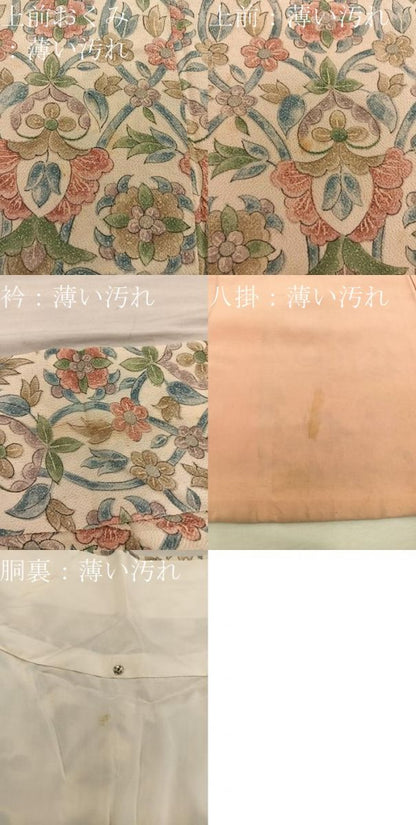 平和屋着物■上質な小紋　更紗花文　鬼しぼ縮緬　正絹　逸品　BAAX5888mz