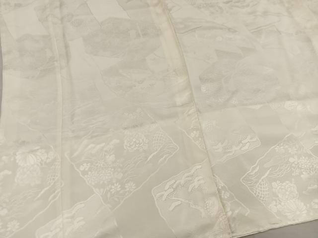 平和屋着物■長襦袢　袷　風景地紋　白色　正絹　逸品　BAAX5889mz