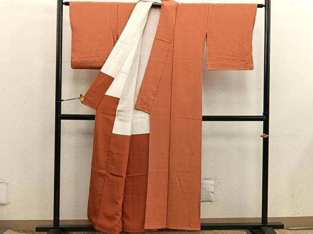 平和屋着物■上質な色無地　黄櫨染色　お召縮緬　正絹　逸品　BAAX5893mz