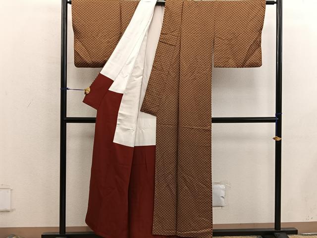 平和屋着物■上質な小紋　菱花文　正絹　逸品　BAAX5897mz
