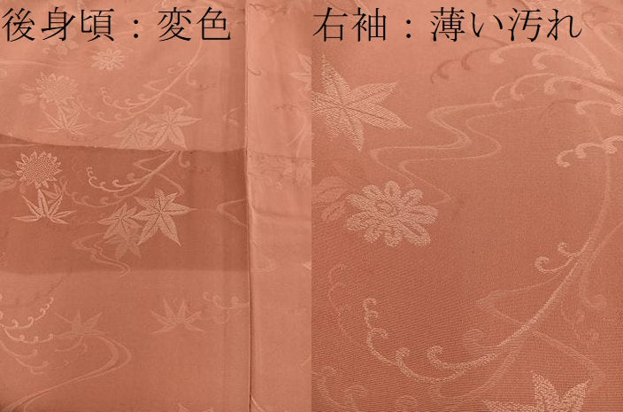 平和屋着物■上質な色無地　草花地紋　赤茶色　正絹　逸品　BAAX5904mz