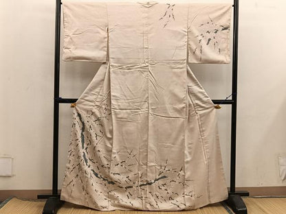 平和屋着物■訪問着　紬地　枝梅文　正絹　逸品　BAAX5907mz