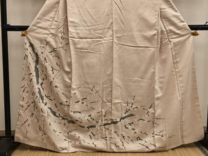 平和屋着物■訪問着　紬地　枝梅文　正絹　逸品　BAAX5907mz