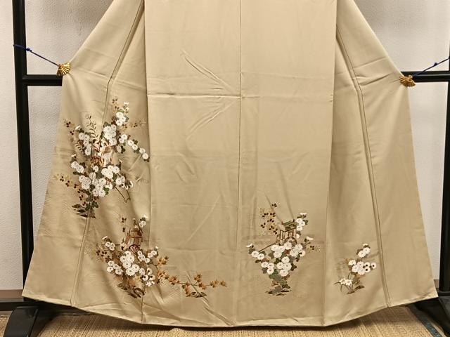 平和屋着物■訪問着　御所車花文　金彩　正絹　逸品　BAAX5911mz
