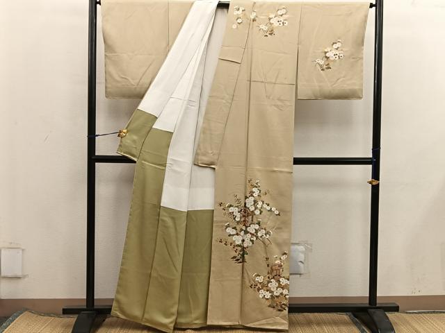 平和屋着物■訪問着　御所車花文　金彩　正絹　逸品　BAAX5911mz