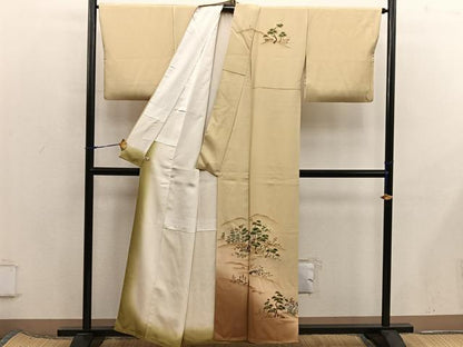 平和屋着物■訪問着　枝松文　金彩　さが美扱い　正絹　逸品　BAAX5913mz